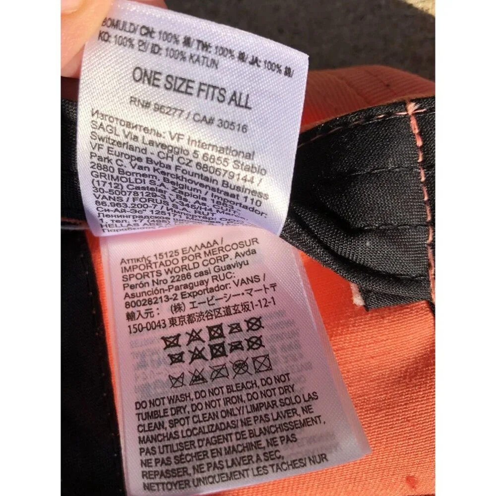 Vans Unisex Adjustable Orange Cotton Strap Back Hat With Embroidered Logo Skater - Picture 8 of 8